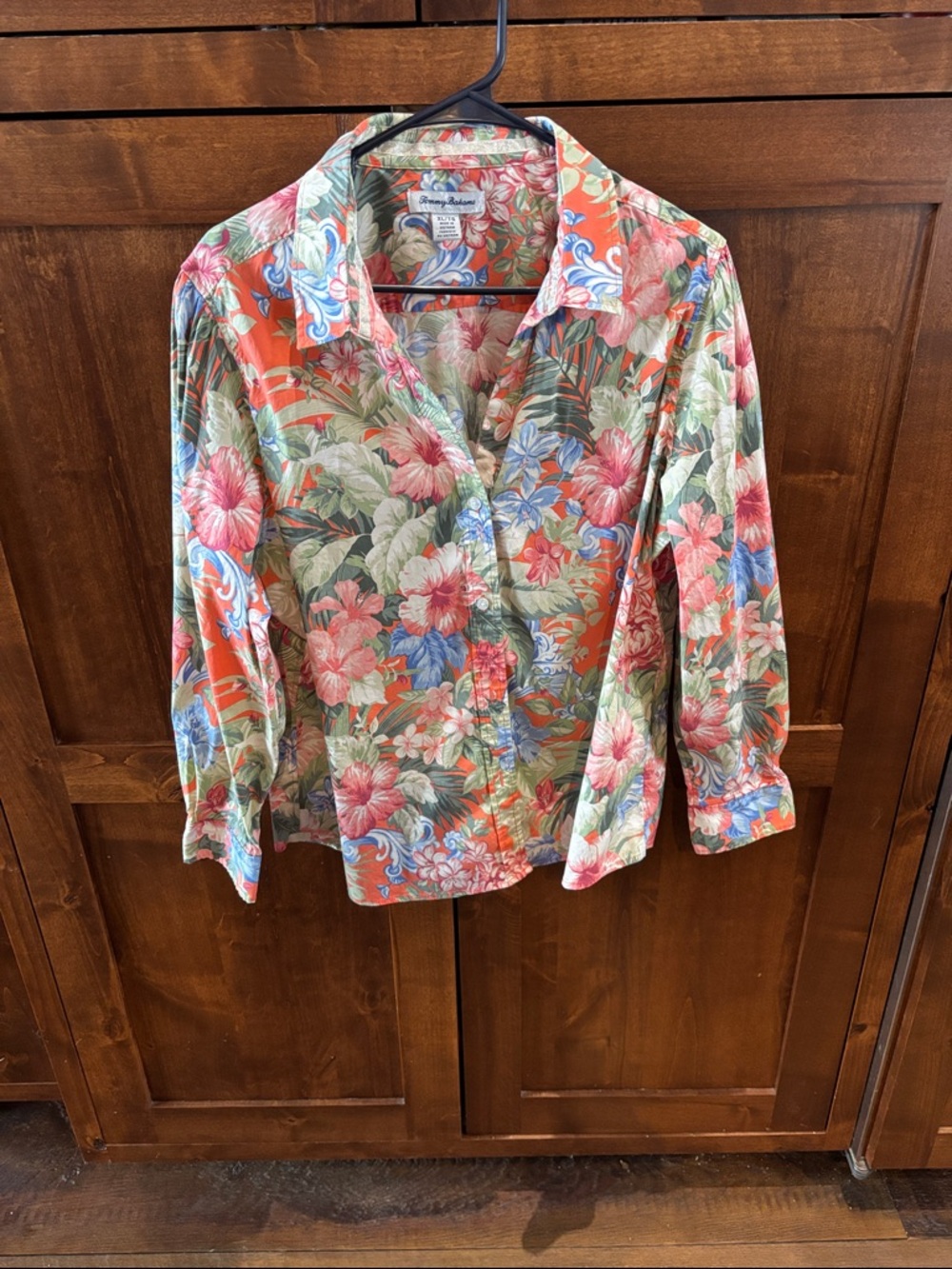 Tommy Bahama Coral, Green & Blue Floral Button-Up Shirt